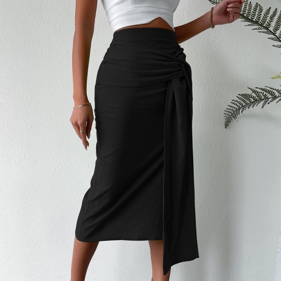 Classic Slit Work Office Midi Skirt - Picture 8 of 14
